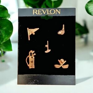 Vintage Revlon Gold Golf Pin Set